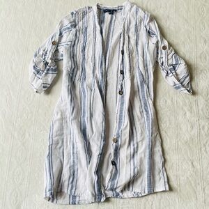 Club Z Collection Beach Women’s Cover-up White w/ Blue Stripes Medium